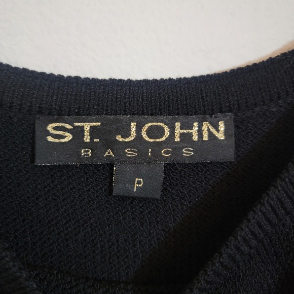 St. John Basics Black Santana Knit Scoop Neck Tank Quiet Luxury Minimalist - Picture 3 of 9